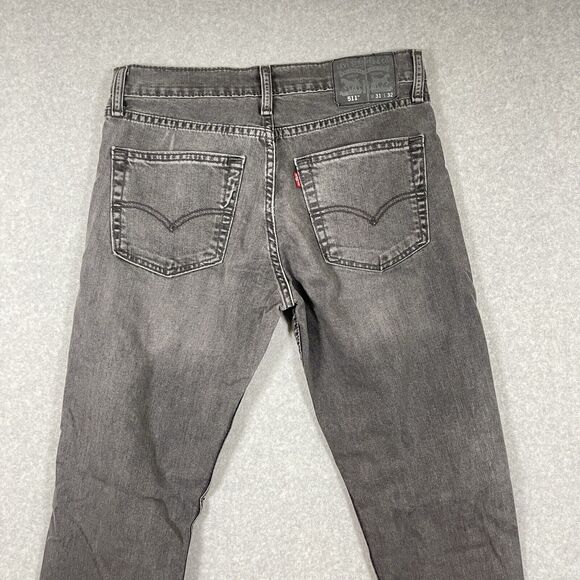 Levis 511 Jeans Mens (30x30)Black Slim Fit Low Rise Dark Wash Denim Stretch - Picture 5 of 16